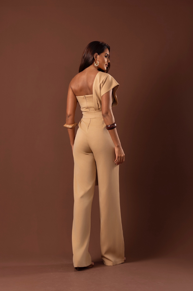 Macacão Pantalona Strapless Assimétrico Frantchêsca Cookies